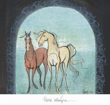 Horse Whispers limited edition print by P Buckley Moss features two playful horses