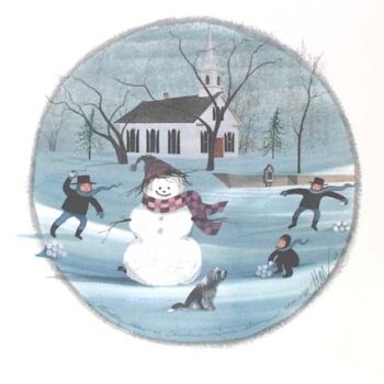 Waynesville-Ohio-PBuckleyMoss-Ornament-LimitedEdition-Art-Snowman-Winter