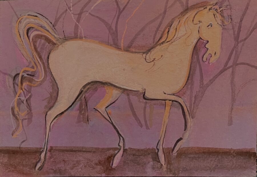 a Painting of a brown horse