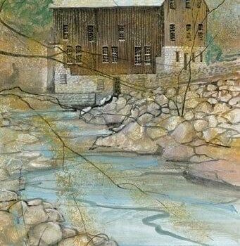 The Mill limited edition print by P Buckley Moss is rural America at its best. Colors of tans