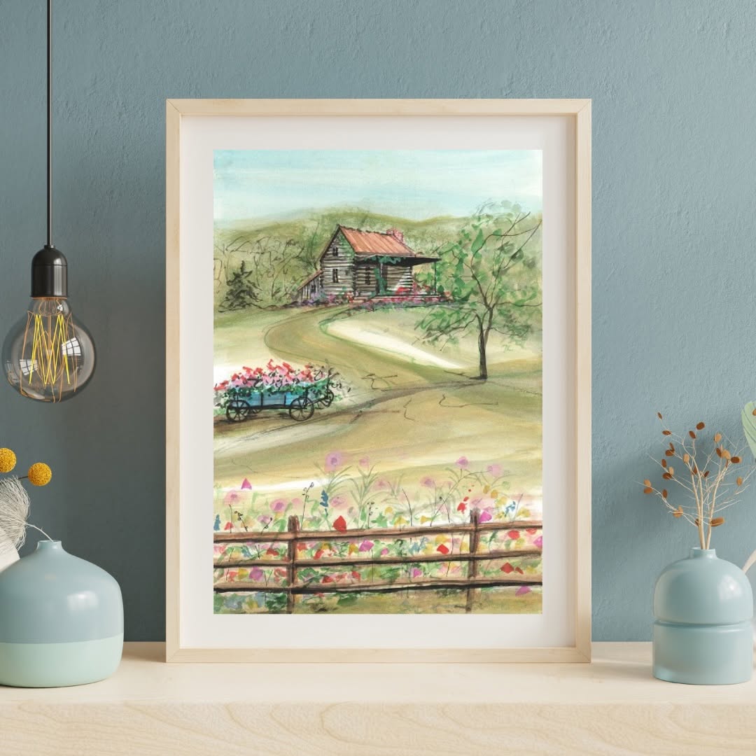 Blue Ridge Summer limited Edition print by P. Buckley Moss. Home Decor framed art.