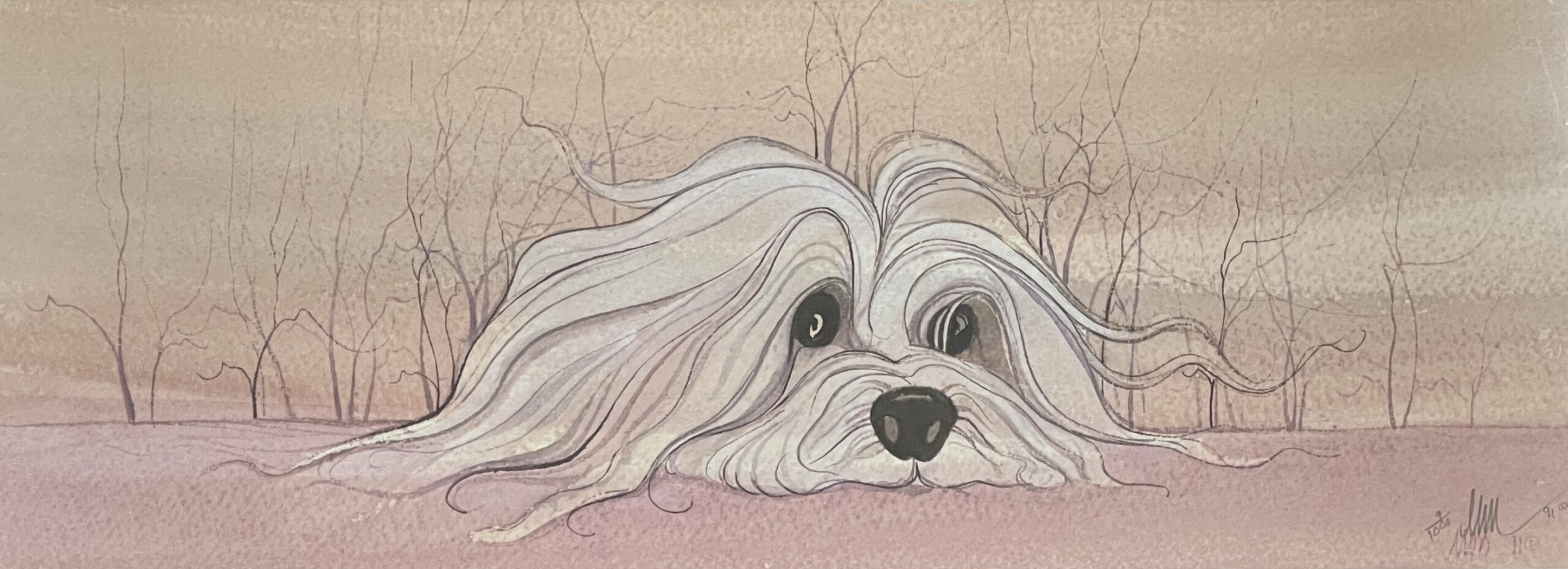 Love's Devotion rare limited edition print by P. Buckley Moss - Dog Collection.
