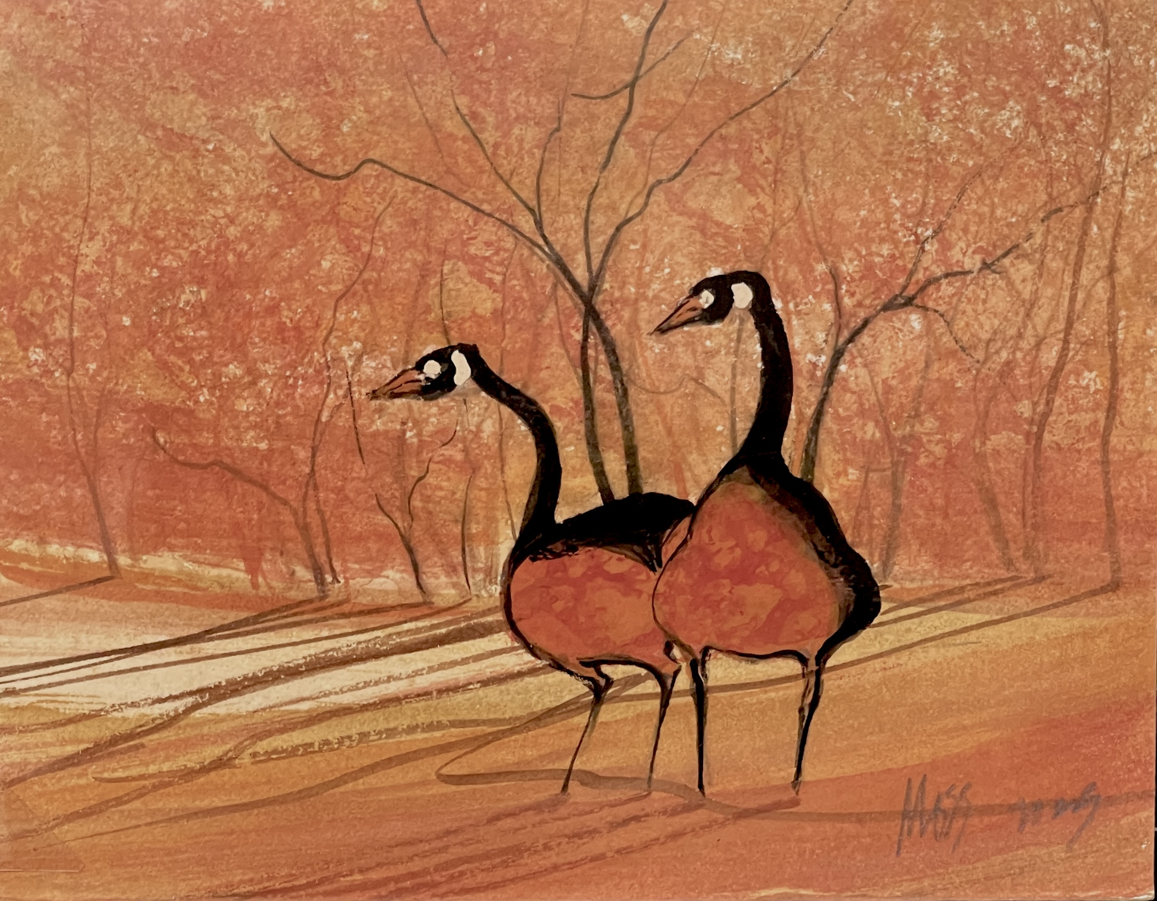 Geese Pair Painting