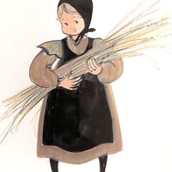 Girl With Wheat Painting