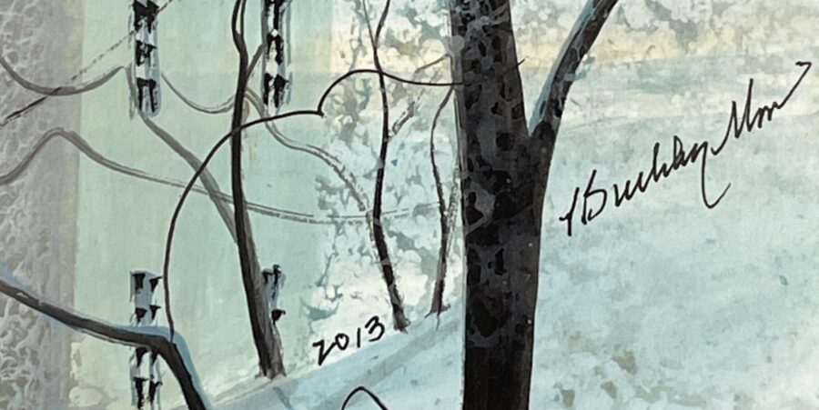 Moravian House Landscape Painting Signature