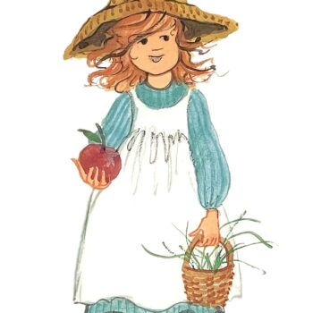 Judy’s Basket limited edition print by P. Buckley Moss - Girl Name Collection.