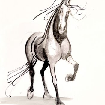 Black And Gray Horse Painting