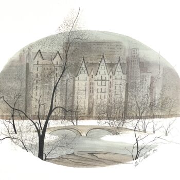 New York Memories rare limited edition print by P. Buckley Moss - Historic Landmark Collection.