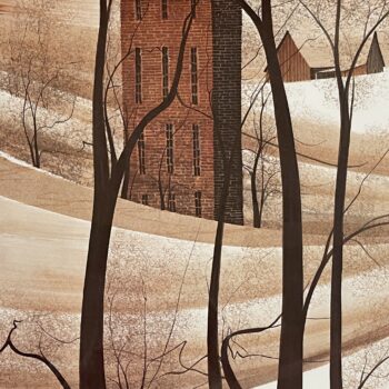 Golden Homestead rare limited edition print by P. Buckley Moss - Architecture and Barn and Landscape and Trees Collection.