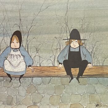 On The Wall Artist Proof limited edition print by P. Buckley Moss - Amish Art Collection.
