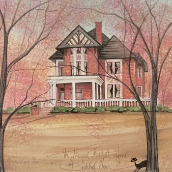 The Margaret Mitchell House limited edition print by P. Buckley Moss - Historic Landmark and Cat Collections.