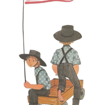 The Wagoneers limited edition print by P. Buckley Moss - Two Boy and American Flag Collections.