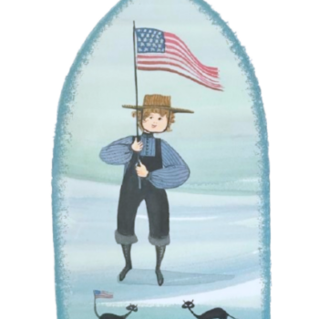Michael's Flag limited edition print by P. Buckley Moss - One Boy and Boy name and American Flag and Cat Collections.