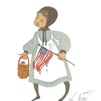 Amber limited edition print by P. Buckley Moss - One Girl and Girl Name and Basket and Cat and American Flag Collections.