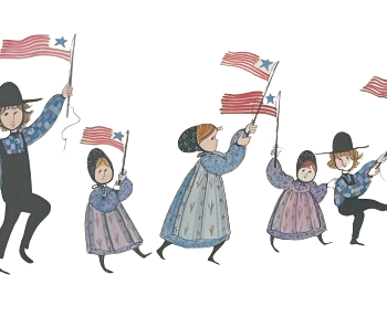 The Parade limited edition print by P. Buckley Moss - Children and American Flag and Cat Collections.