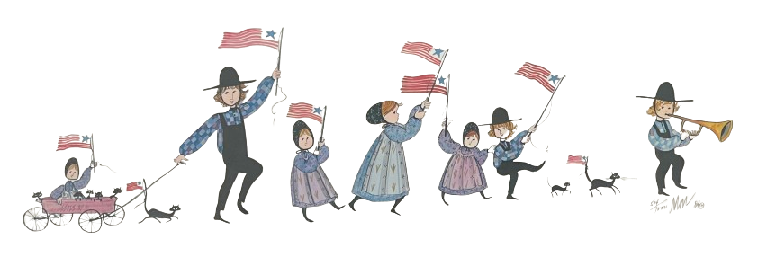 The Parade limited edition print by P. Buckley Moss - Children and American Flag and Cat and Music Collections.