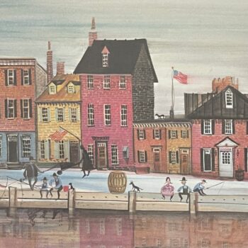 Waterside limited edition print by P. Buckley Moss -Water and Fishing and American Flag Collections.