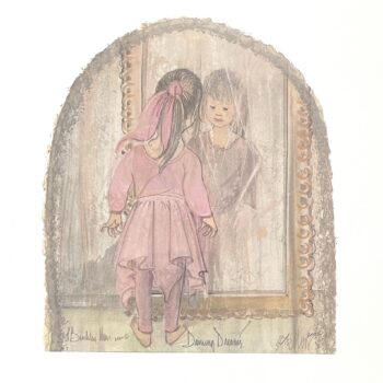 Dancing Dreams Artist Proof by P. Buckley Moss 2000 lithograph of a young ballet dancer looking into a mirror.
